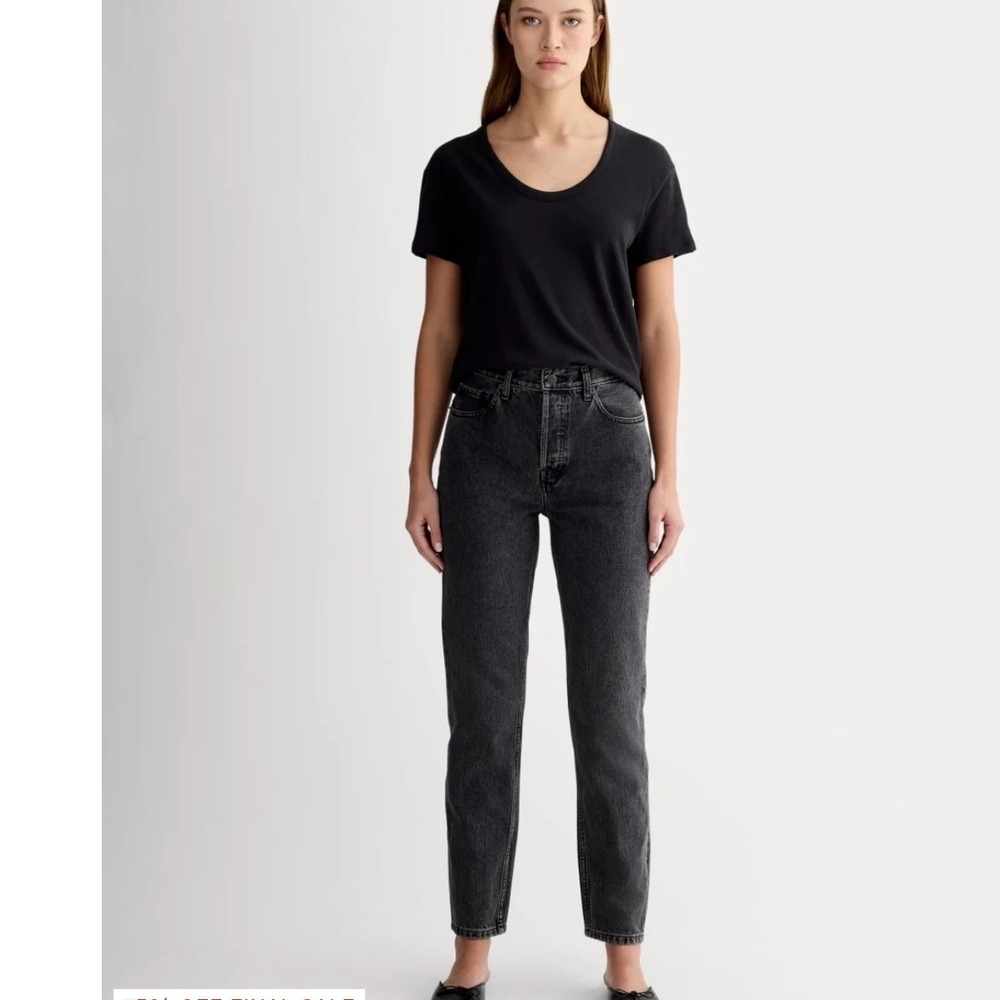 Everlane Womens 29 Original Cheeky Jeans Crop Black High Rise Organic Cotton